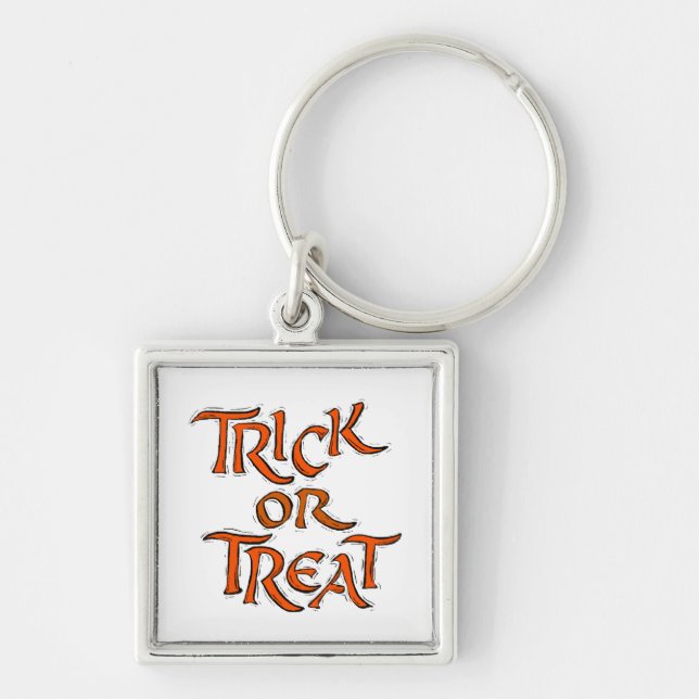 Halloween Trick or Treat Words Key Ring (Front)