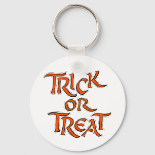 Halloween Trick or Treat Words Key Ring