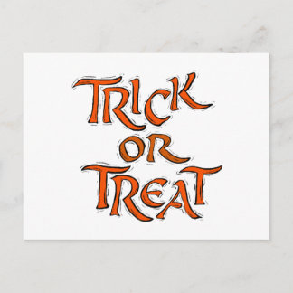 Halloween Trick or Treat Words Postcard