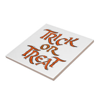 Halloween Trick or Treat Words Tile