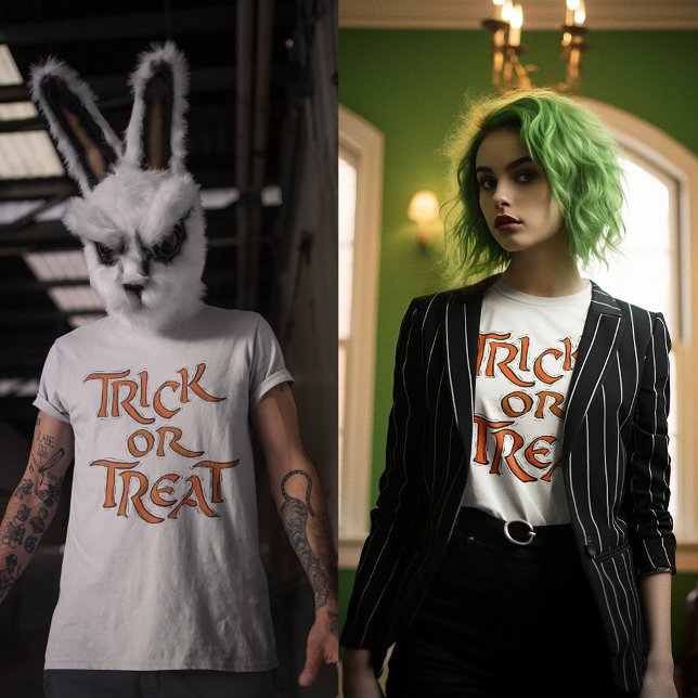 Halloween Trick or Treat Words Unisex T-Shirt (Halloween Trick or Treat Words Unisex T-Shirt)