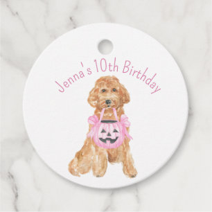 Halloween Trick or Treating Goldendoodle Favour Tags