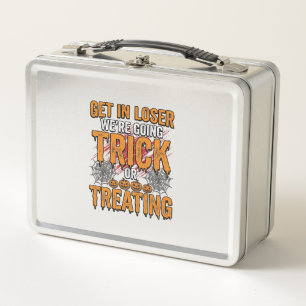 Halloween Trick Or Treating Vintage Typography Des Metal Lunch Box