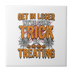 Halloween Trick Or Treating Vintage Typography Des Tile