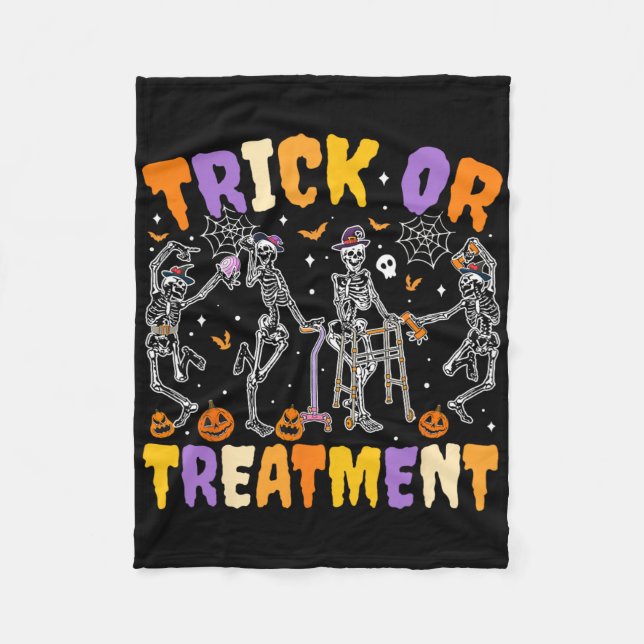 Halloween Trick Or Treatment Pt Physical Therapy T Fleece Blanket (Front)
