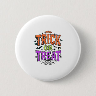 Halloween Trick Treat Funny Spider Web Retro_1 6 Cm Round Badge