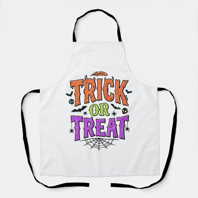 Halloween Trick Treat Funny Spider Web Retro_1 Apron (Front)