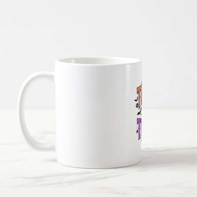 Halloween Trick Treat Funny Spider Web Retro_1 Coffee Mug (Left)