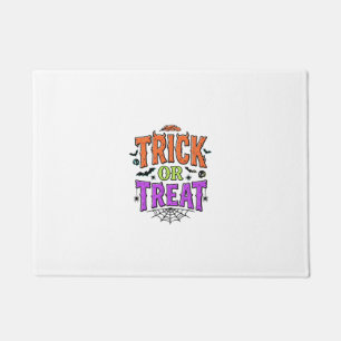 Halloween Trick Treat Funny Spider Web Retro_1 Doormat