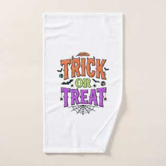 Halloween Trick Treat Funny Spider Web Retro_1 Hand Towel
