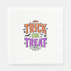 Halloween Trick Treat Funny Spider Web Retro_1 Napkin