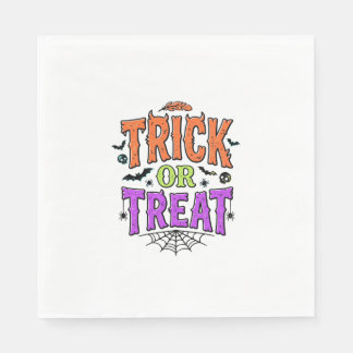 Halloween Trick Treat Funny Spider Web Retro_1 Napkin