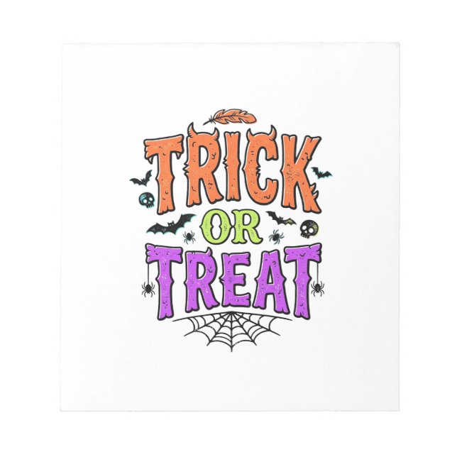Halloween Trick Treat Funny Spider Web Retro_1 Notepad (Front)