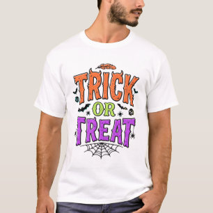 Halloween Trick Treat Funny Spider Web Retro_1 T-Shirt