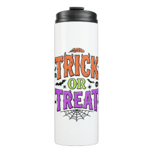 Halloween Trick Treat Funny Spider Web Retro_1 Thermal Tumbler