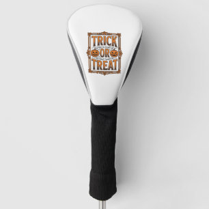 Halloween Trick Treat Pumpkin Skulls Vintage Engra Golf Head Cover