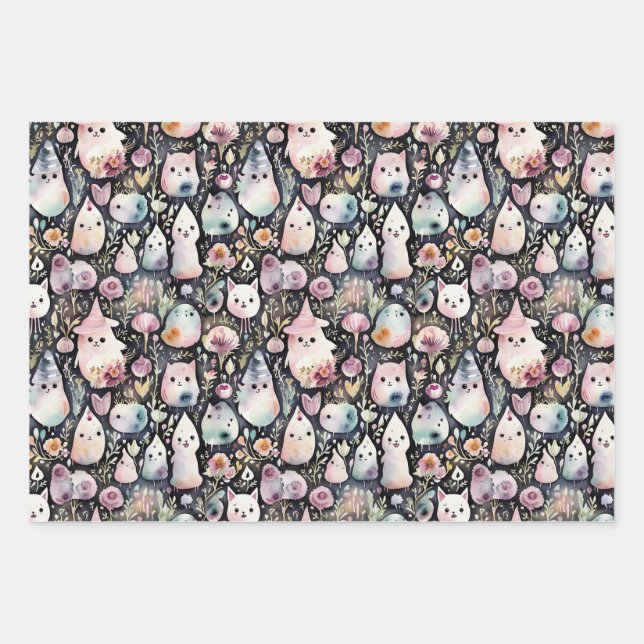 Halloween Trio Wrapping Paper Sheet (Front)