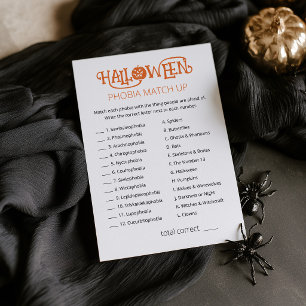 Halloween Trivia Quiz Card Phobia Matching Game