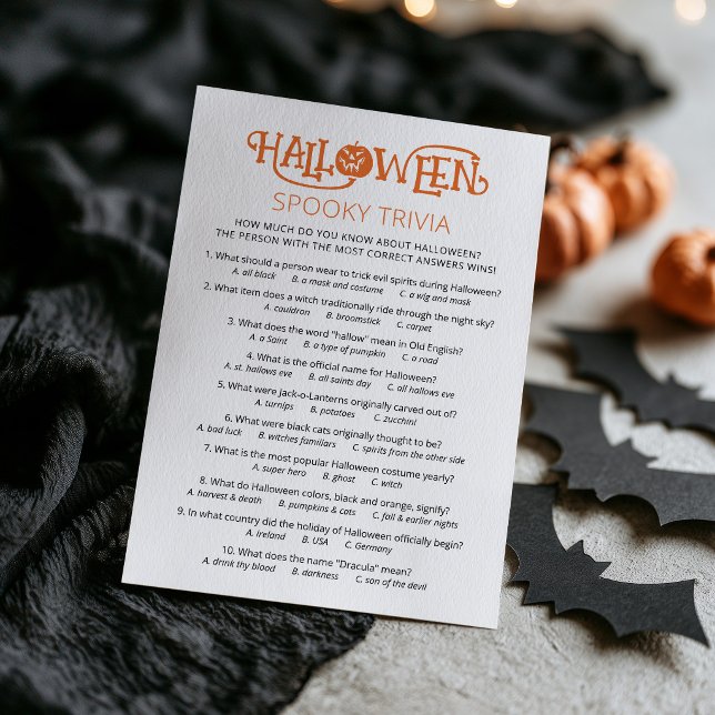 Halloween Trivia Quiz Party Game Card (Halloween Trivia Quiz Party Game)