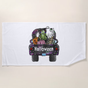 Halloween Truck  Beach Towel
