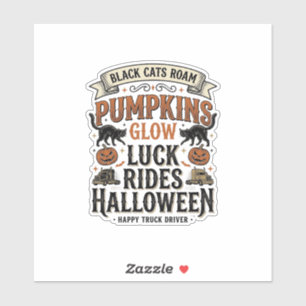 Halloween Truck Driver Shirt with Black Cats and P