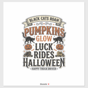 Halloween Truck Driver Shirt with Black Cats and P