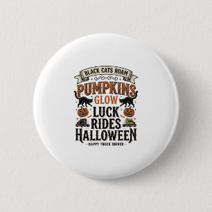 Halloween Truck Driver Shirt with Black Cats and P 6 Cm Round Badge