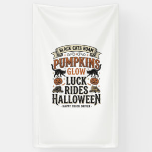 Halloween Truck Driver Shirt with Black Cats and P Banner