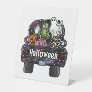 Halloween Truck Pedestal Sign