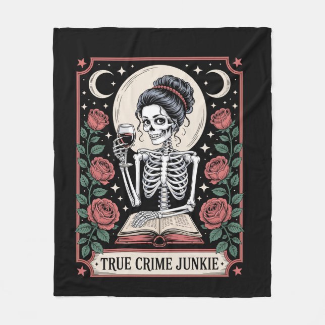 Halloween True Crime Junkie Tarot Card Fleece Blanket (Front)
