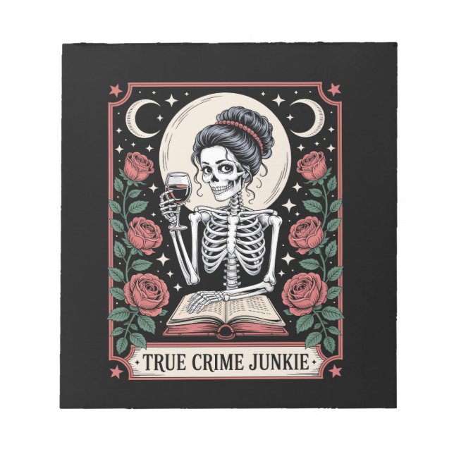 Halloween True Crime Junkie Tarot Card Notepad (Front)