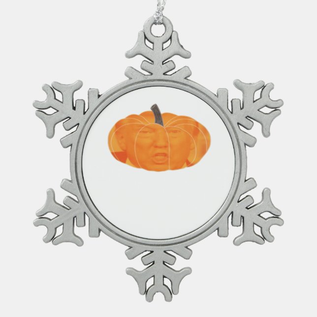 Halloween Trumpkin Extra  Classic Snowflake Pewter Christmas Ornament (Front)