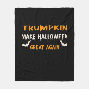 Halloween Trumpkin Funny Make Halloween Great Agai Fleece Blanket