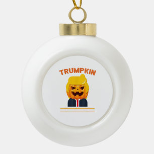 Halloween Trumpkin Funny  Pumpkin Halloween Ceramic Ball Christmas Ornament