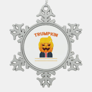 Halloween Trumpkin Funny  Pumpkin Halloween Snowflake Pewter Christmas Ornament