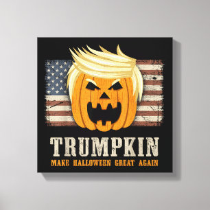Halloween Trumpkin Vintage US Flag Funny Canvas Print