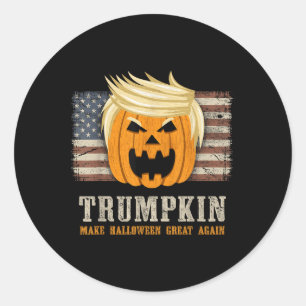 Halloween Trumpkin Vintage Us Flag Funny Classic Round Sticker