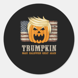 Halloween Trumpkin Vintage Us Flag Funny Classic Round Sticker