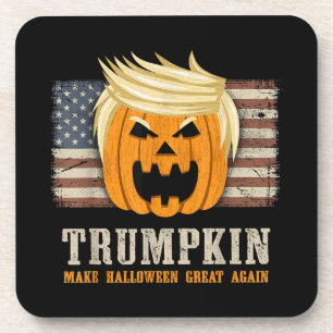 Halloween Trumpkin Vintage US Flag Funny Coaster