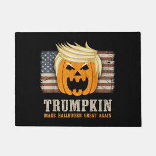 Halloween Trumpkin Vintage US Flag Funny Doormat