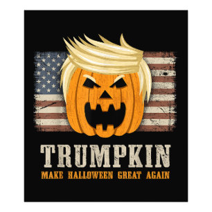 Halloween Trumpkin Vintage US Flag Funny Photo Print
