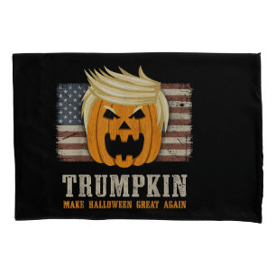 Halloween Trumpkin Vintage US Flag Funny Pillowcase