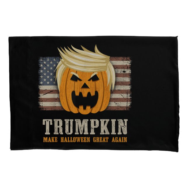 Halloween Trumpkin Vintage US Flag Funny Pillowcase (Front)