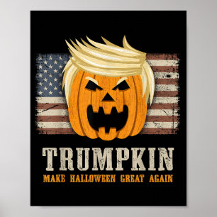 Halloween Trumpkin Vintage US Flag Funny Poster