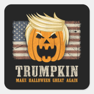 Halloween Trumpkin Vintage US Flag Funny Square Sticker