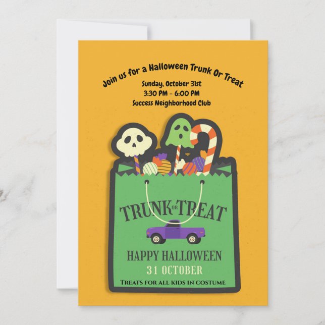Halloween Trunk Or Treat Invitation (Front)