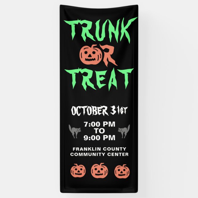 Halloween Trunk Or Treat Pumpkin Community Outdoor Banner (Vertical)