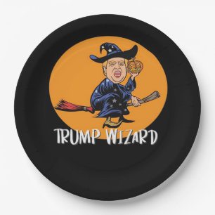 Halloween Ttrump Wizard Funny Classic Paper Plate