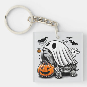 Halloween Turtle Ghost Pumpkin Terrapin Tortoise Key Ring