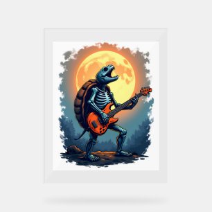 Halloween Turtle Skeleton Rocker Tee for Music Lov Acrylic Sign